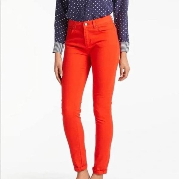 EUC Boden Red Orange Coral Straight Leg Skinny Jeans Size 12L 12 Long Tall - Picture 1 of 8